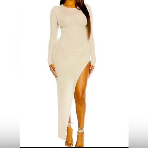 Naked Wardrobe High Life Mesh Dress with Slit - Picture 1 of 4